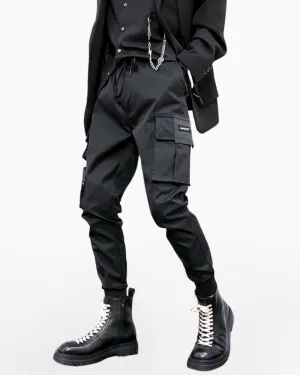 Techwear Black Cargo Jogger Pants