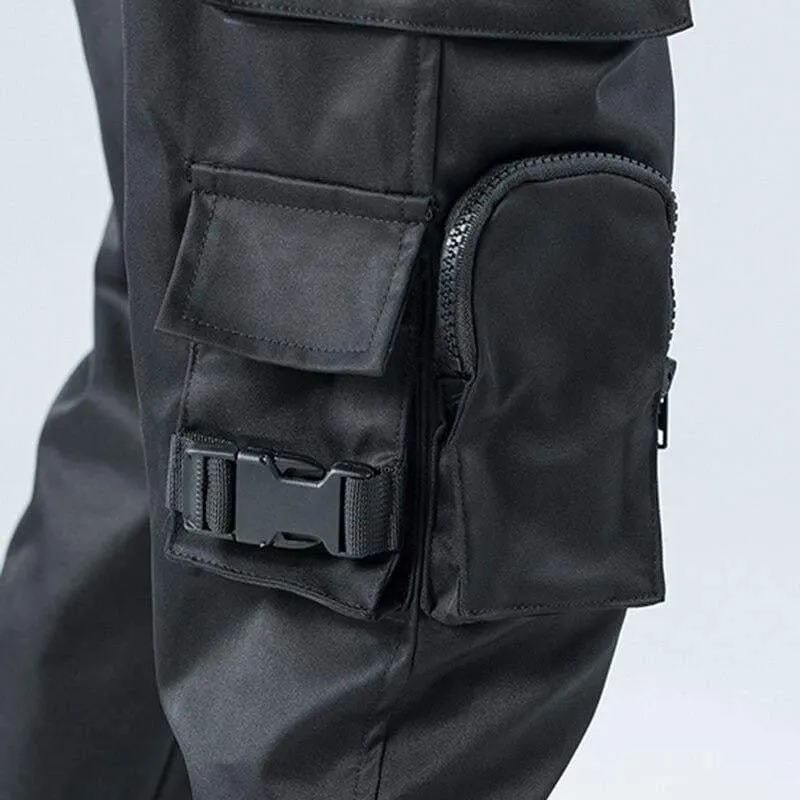 Techwear Black Cargo Jogger Pants