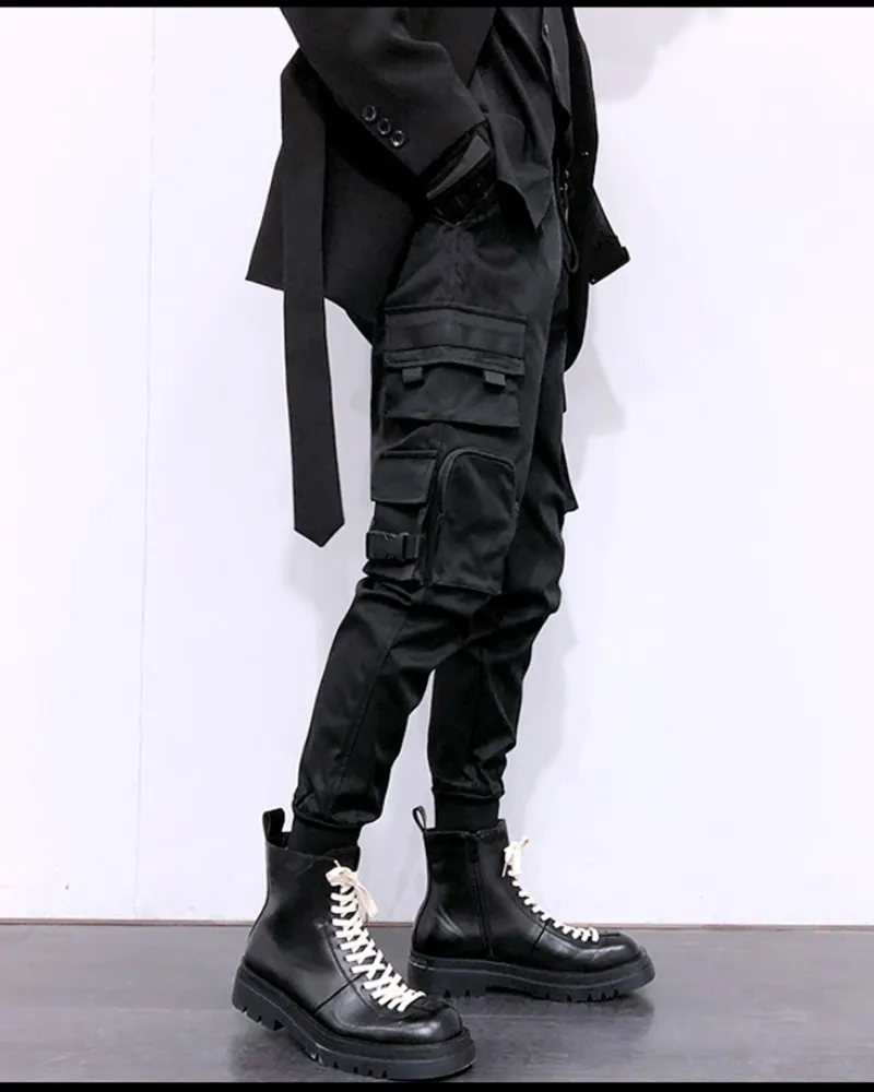 Techwear Black Cargo Jogger Pants