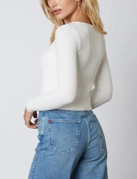 Tie Ribbed Long Sleeve Cardigan Sweater