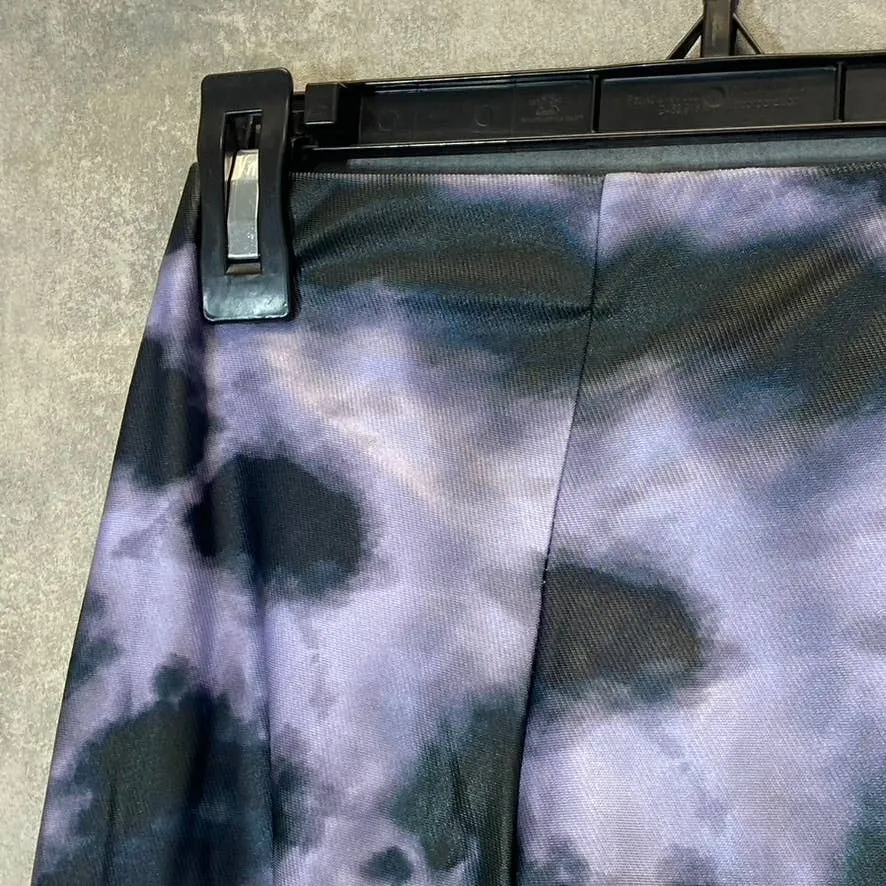 TOPSHOP Women's Petite Black/Purple Tie-Dye Wide Leg Pull-on Pants SZ 0