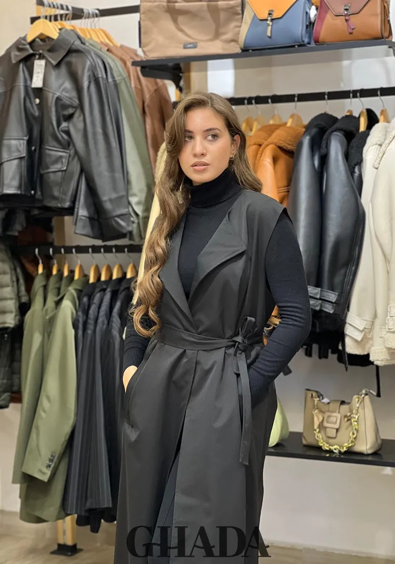 Trench crop et gilet en noir