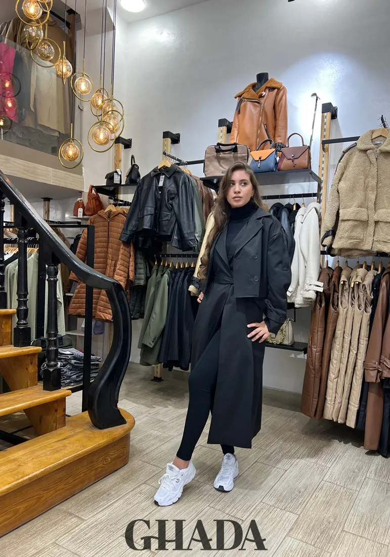 Trench crop et gilet en noir