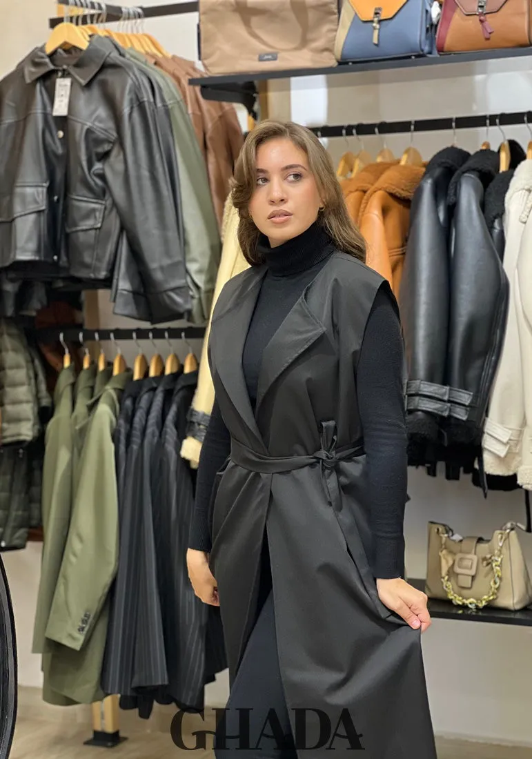 Trench crop et gilet en noir