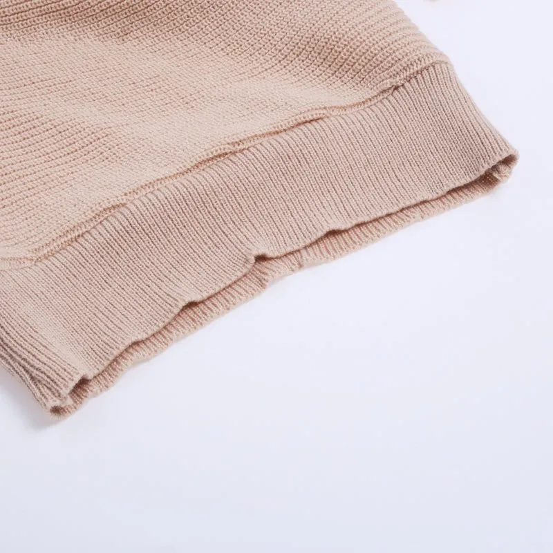 V-Neck Cross Knitting Sweater Dress | Long Sleeve Pullover