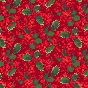 Winterberry | Holly Berry - Crimson by Martha Negley for Free Spirit | PWMN035.CRIMSON