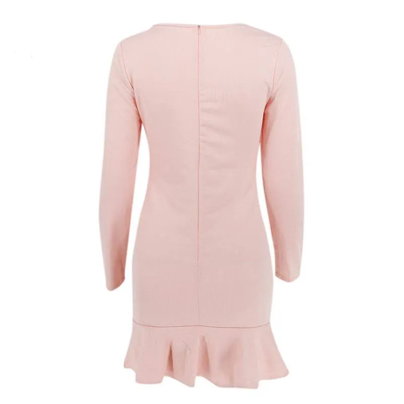Women's Spring/Autumn Casual Ruffled Short Sweater Dress