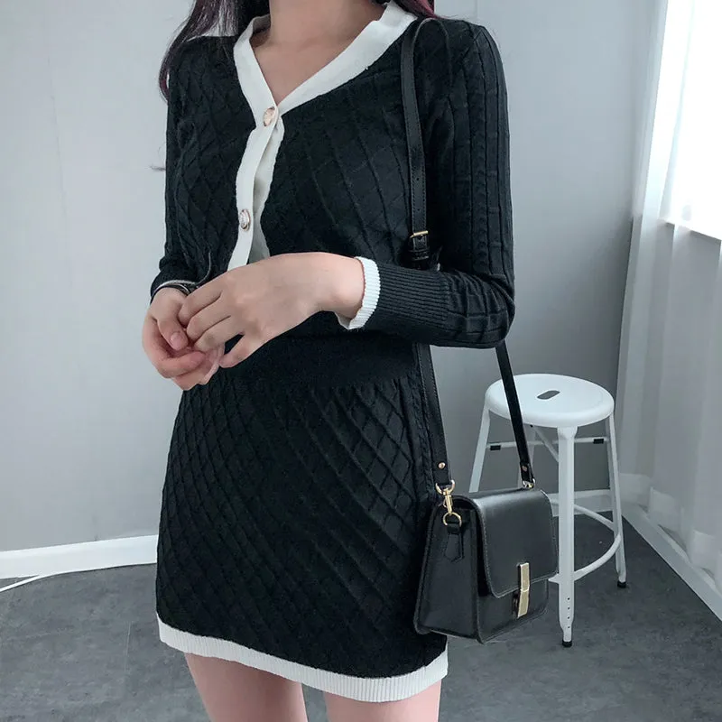 Women's Spring/Autumn Casual Two-Piece Knitted Sweater Dress