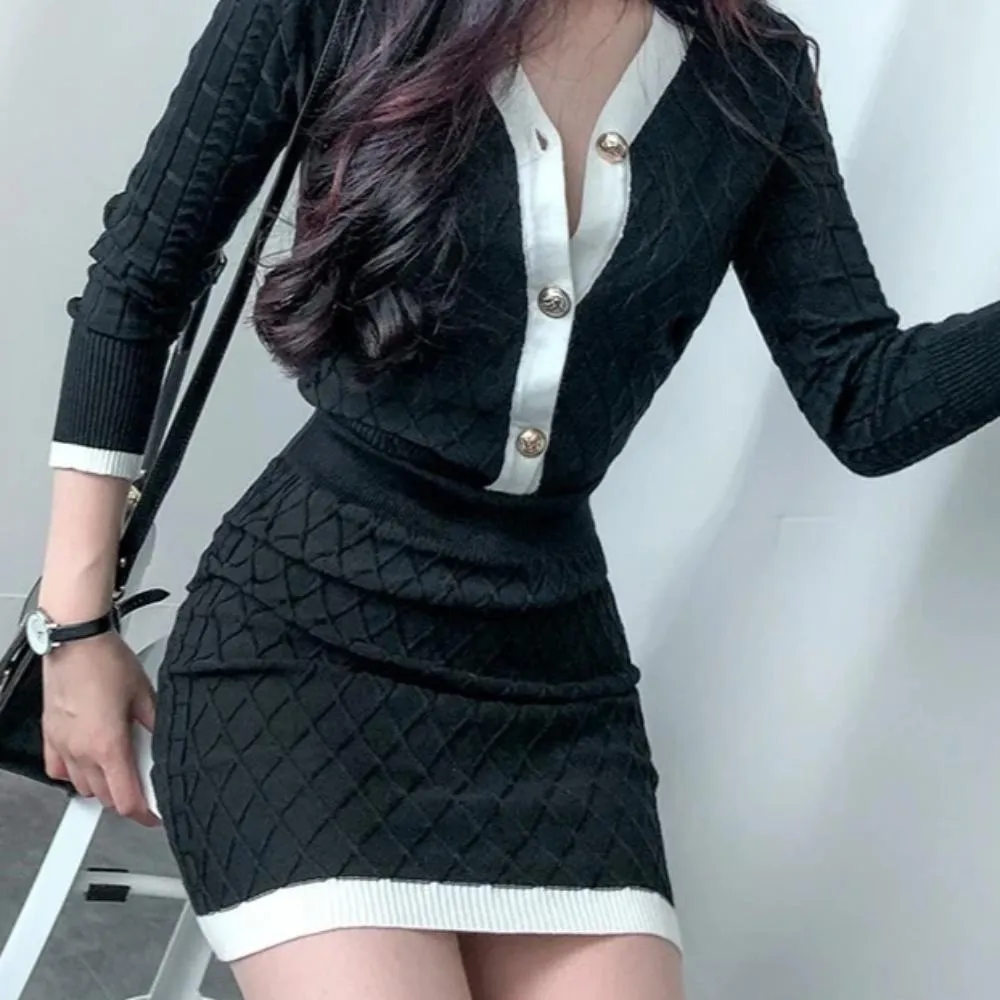 Women's Spring/Autumn Casual Two-Piece Knitted Sweater Dress