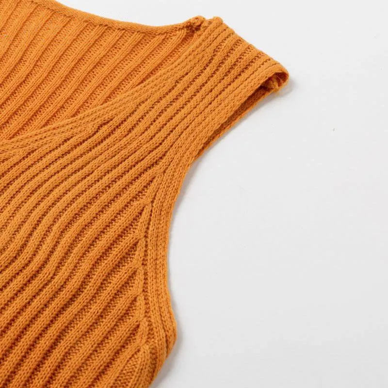 Women's Spring/Autumn Sleeveless Knitted Sweater Mini Dress