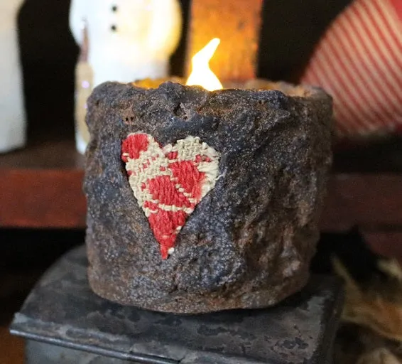 Wool Heart Mittens with Heart Candle Winter Gathering