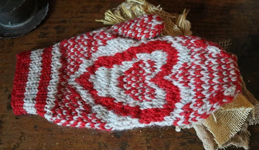 Wool Heart Mittens with Heart Candle Winter Gathering