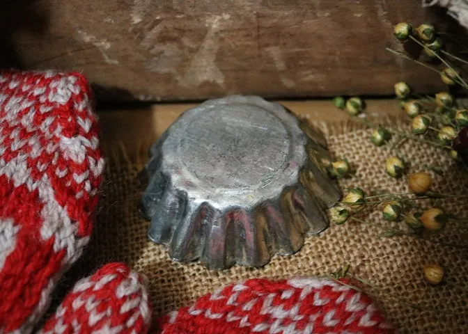 Wool Heart Mittens with Snowman Candle Winter Gathering