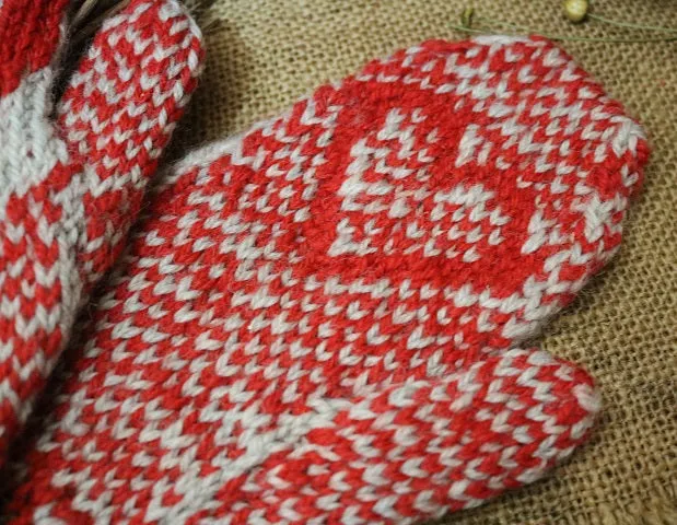 Wool Heart Mittens with Snowman Candle Winter Gathering