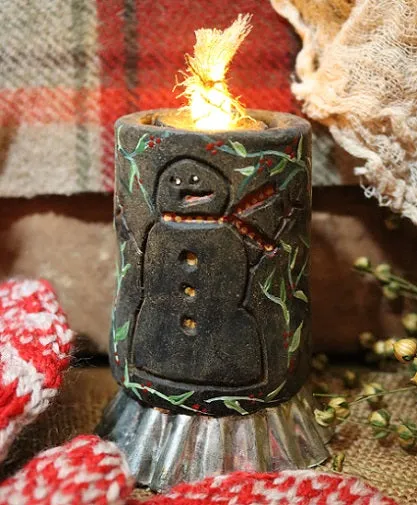 Wool Heart Mittens with Snowman Candle Winter Gathering