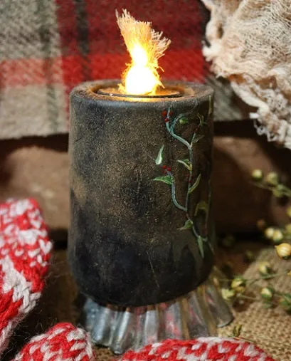 Wool Heart Mittens with Snowman Candle Winter Gathering