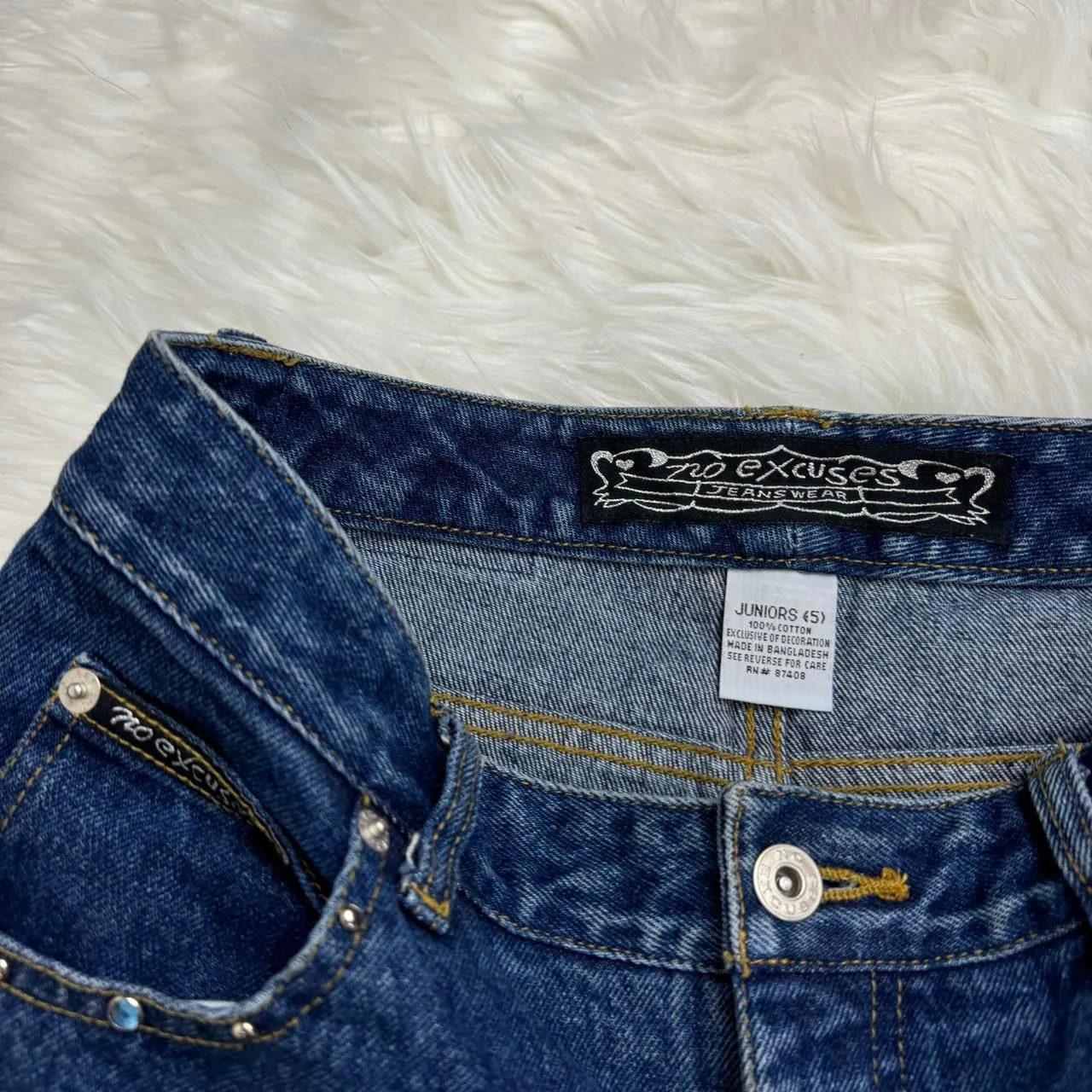 Y2K Floral Studded Flare Jeans (S)