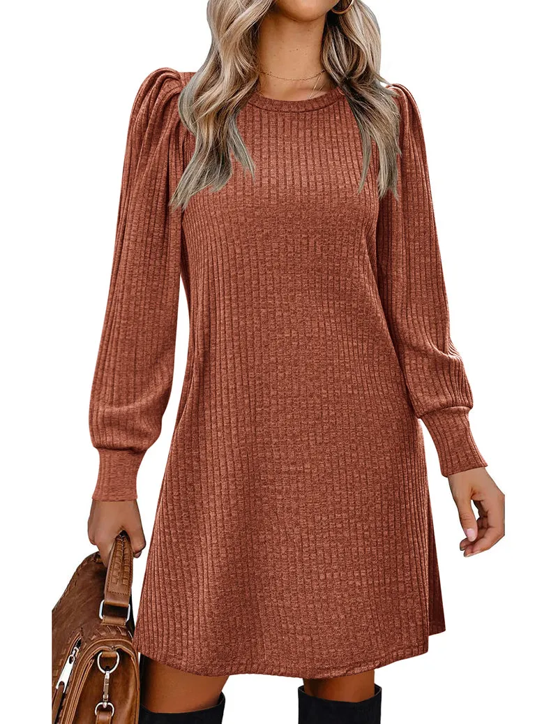 Zeagoo Women Knit Dress Puff Long Sleeve Dress