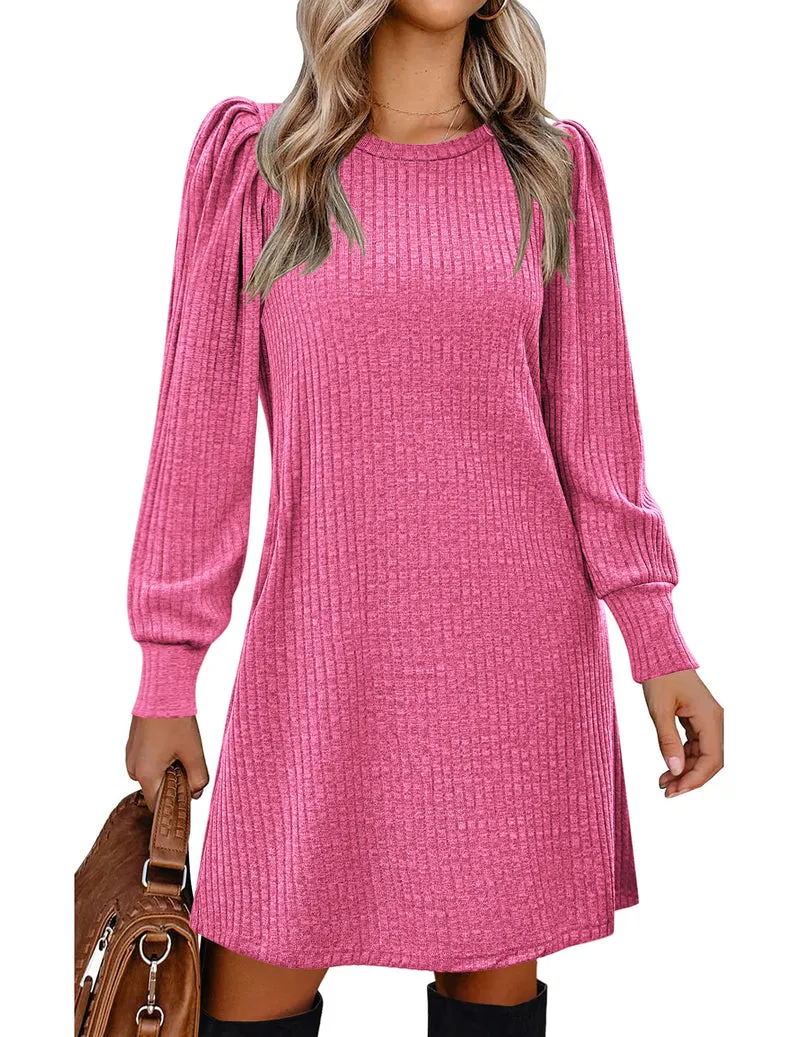 Zeagoo Women Knit Dress Puff Long Sleeve Dress