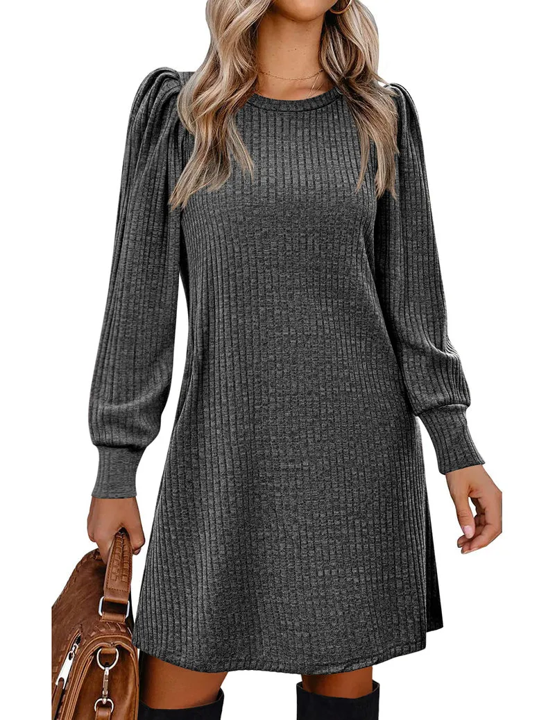 Zeagoo Women Knit Dress Puff Long Sleeve Dress
